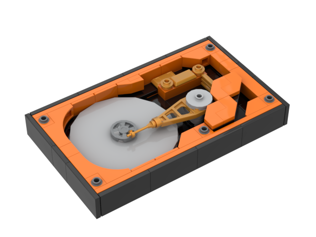 A brick-built hard drive model